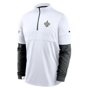 Men's Nike White/Black New Orleans Saints Sideline Performance Half-Zip Jacket